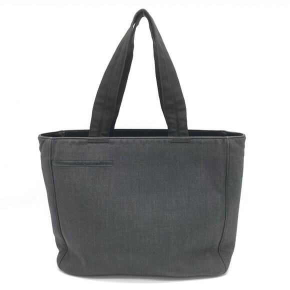 PRADAGray Canvas Leather Tote Hand Bag Shoulder Bag Italy Great Condition